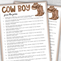 Cowboy Pass the Prize Game, Printable Cowboy Birthday Party Game for ...