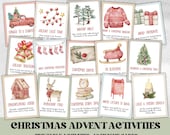 Christmas Activity Cards, Christmas Advent Activities, Kids Advent Calendar, Printable Christmas Countdown, Reusable Advent Traditions
