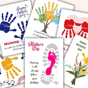 Art d'empreinte de main de maman I cadeau pour maman | Joyeuse fête des mères, empreinte de main d'oeuvre d'art | Enfants Bébé Tout-petit | de bricolage | Artisanat préscolaire imprimable
