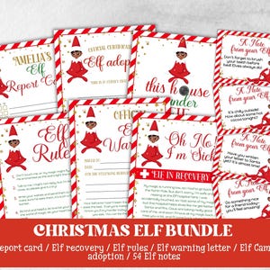 Certificado de adoção de elfo editável, pacote de câmera de elfo de Natal, regras de elfo, kit de elfo, aviso oficial de elfo, notas de elfo, boletim de elfo, cartão de elfo