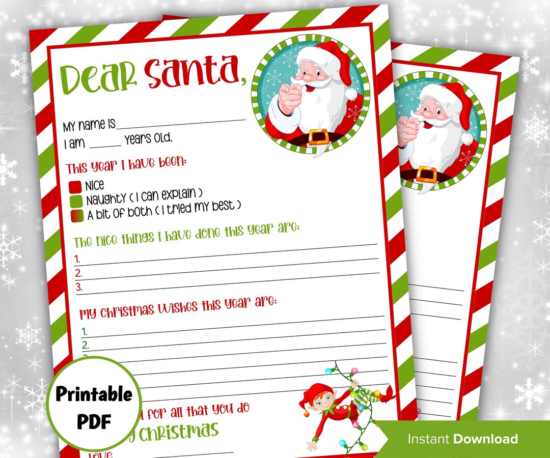 Letter to Santa | Christmas Printable | Santa Claus Letter |printable ...