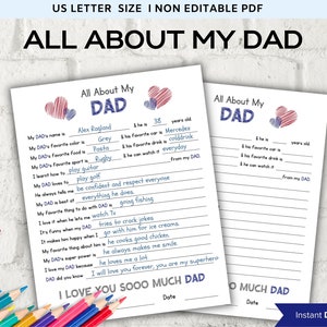 Tout sur mon père remplissez le champ I Cadeau pour la fête des pères I Anniversaire d'un père I À propos de papa I Cadeau pour papa I Questionnaire d'entretien 001