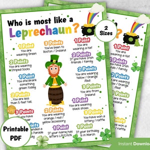Leprechaun Name Game, St Patricks Day Activity, St Patricks Day Party Game, Leprechaun Game, Printable Games, St paddys  Classroom Games