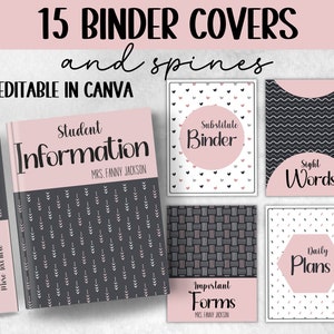 Capas para fichários imprimíveis | Pasta do professor | Pasta Inserção I Espinha da pasta I De volta às aulas | Capas Editáveis | Modelo de fichário | Fichário escolar