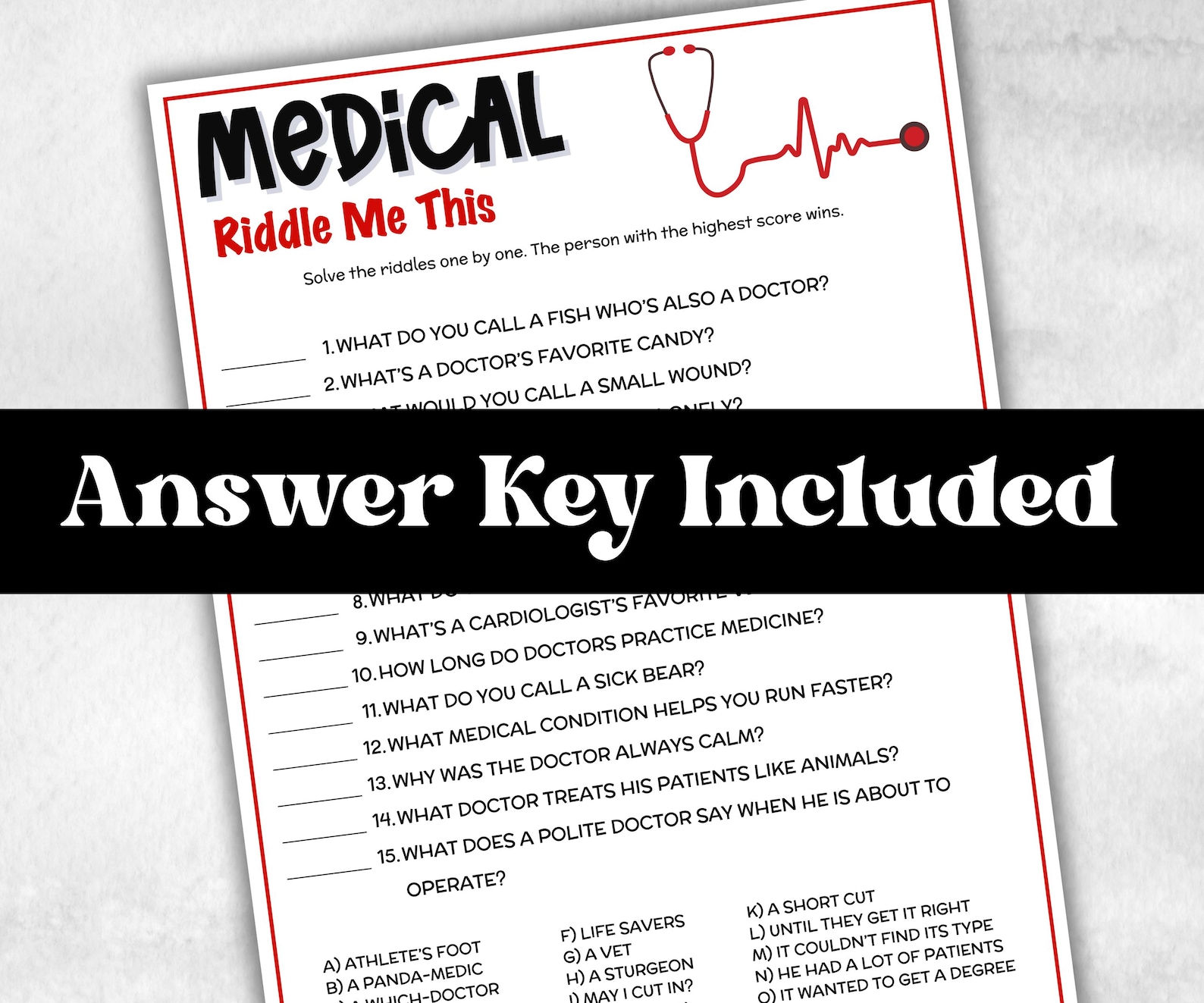 Medical Riddles Jokes, Nurse Teambuilding, Nursing School Party ...