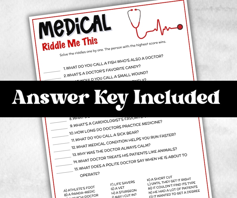 Medical Riddles Jokes, Nurse Teambuilding, Nursing School Party ...