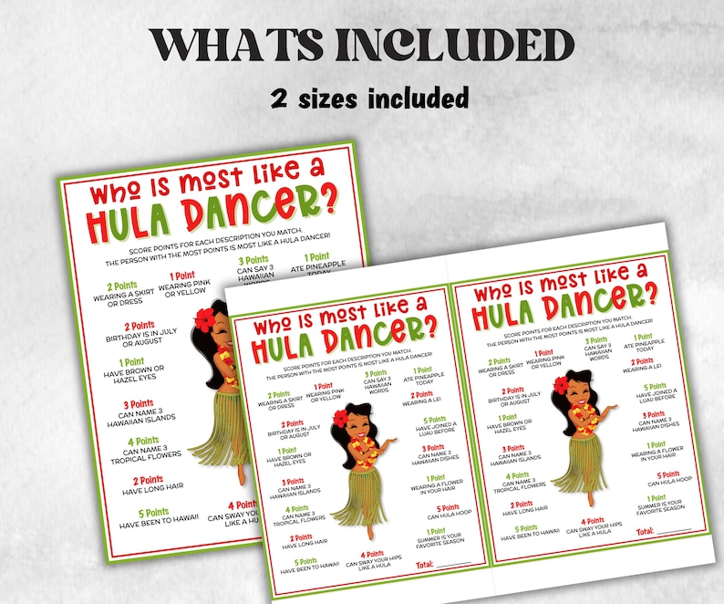 Who is Most Like Hula Dancer, Luau Aloha Game, Summer Beach Game ...