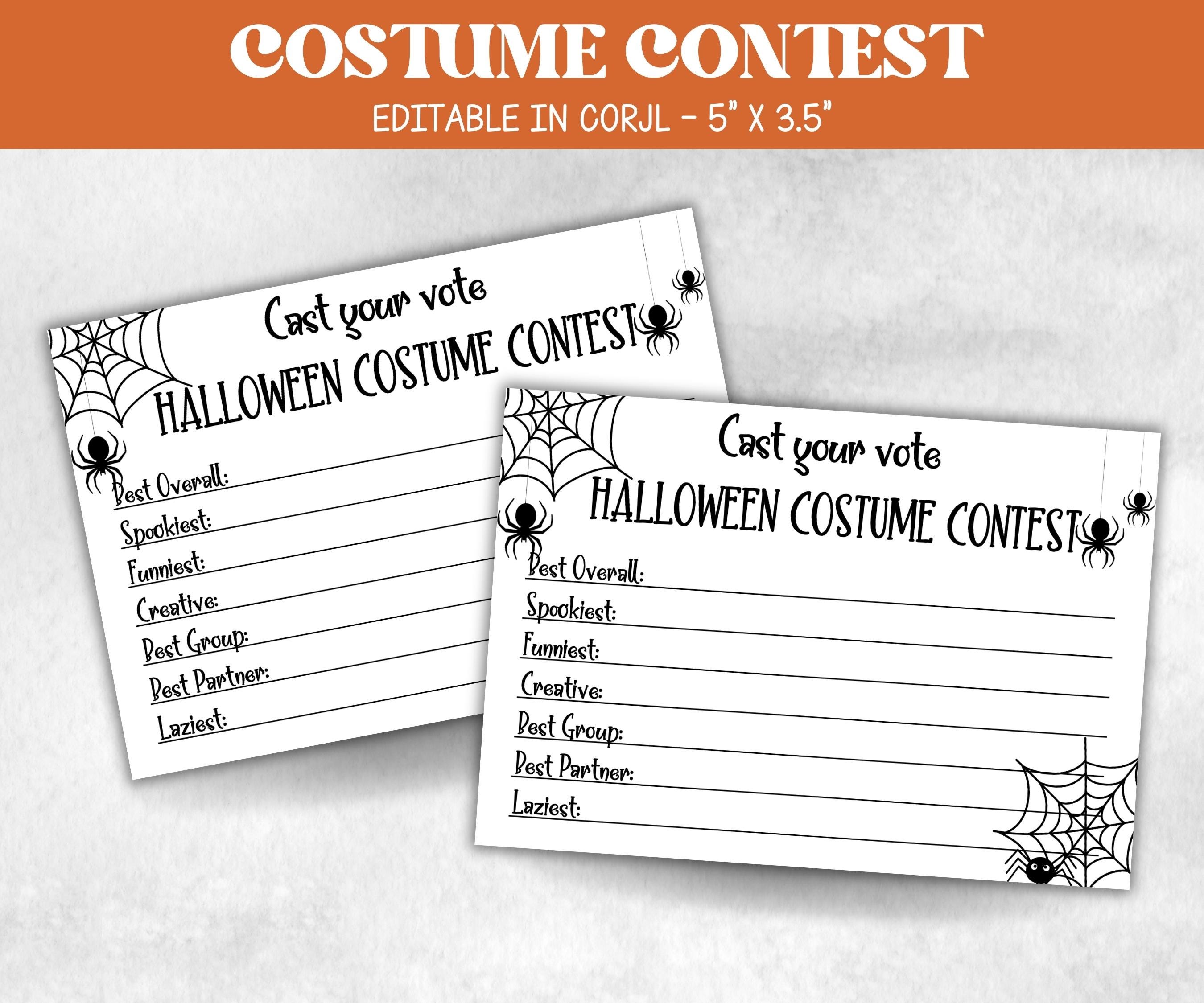 Halloween Costume Contest Cards, Halloween Ballot, Halloween Costume Party Game, Pumpkin Contest Voting Cards, Halloween Best Costume Award