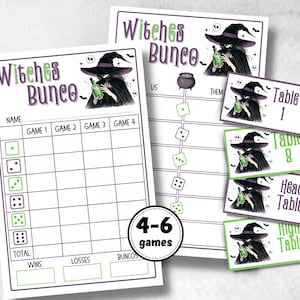 Feuille de pointage imprimable sorcières bunco, invitation Halloween bunco, jeu bunco, feuille de pointage, cartes de pointage bunco, nuit de sorcière bunco, nuit de bunco