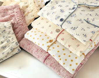 Pure Cotton Flower Pajamas - Cute Women's Pajama Set, Cozy Pj Set, Bridal Party Gift,  Bachelorette Pajamas, Gift for Her