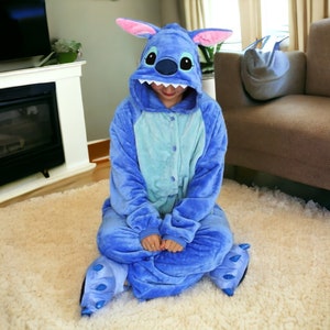 CAN o & Stitch-Ensemble de pyjama à manches longues pour enfants, chemise  de nuit à revers de dessin animé pour garçons et filles, vêtements de nuit