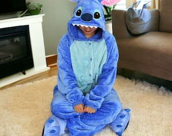 Grenouillère Disney Lilo and Stitch - pyjama adulte, joli pyjama confortable, grenouillère dessin animé, kawaii, vêtements d'hiver pour adultes