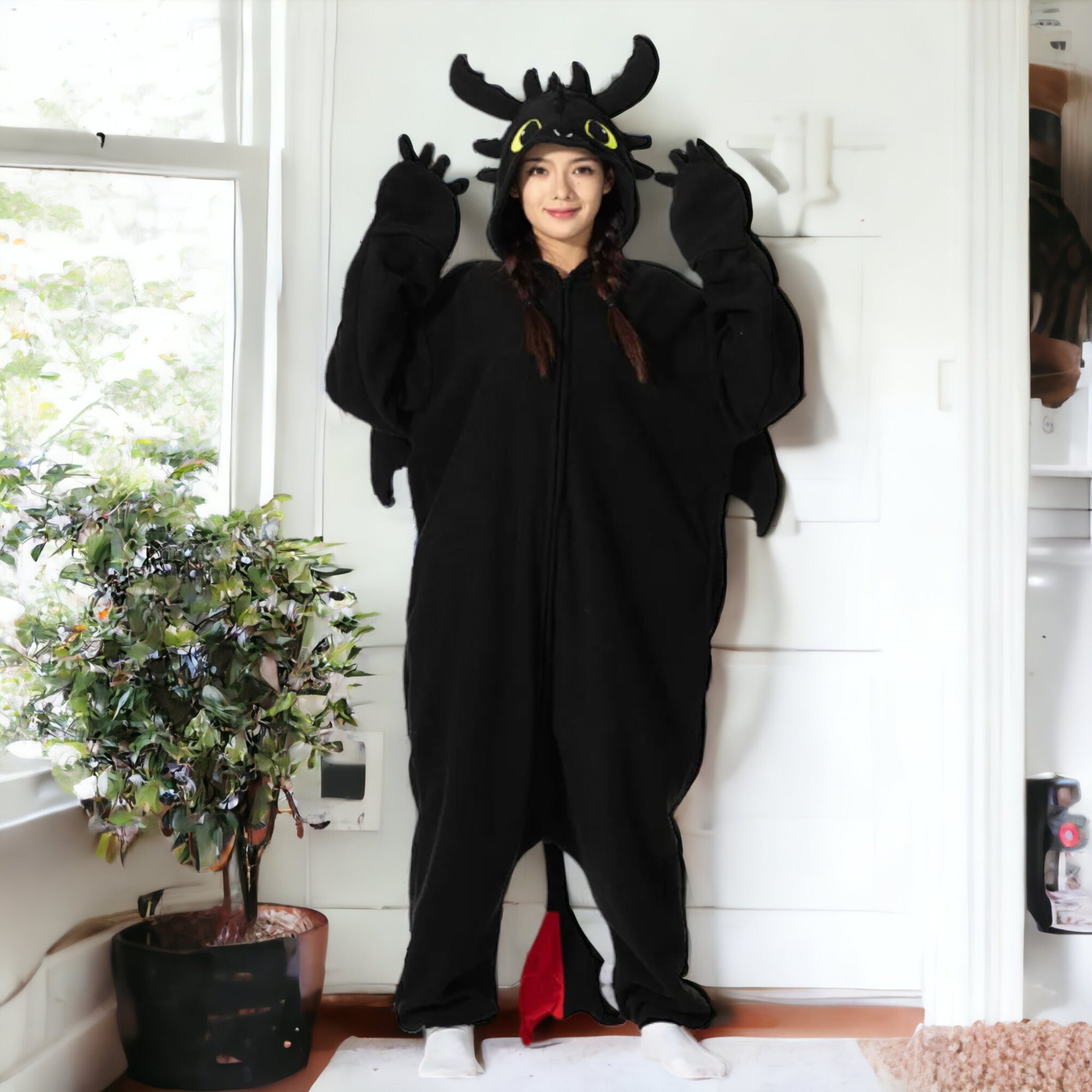 Toothless Black Dragon Pajama Jumpsuit How to Train Your Etsy UK