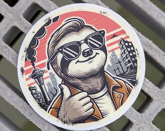 Sticker luiaard duim omhoog | Waterdichte vinylsticker: