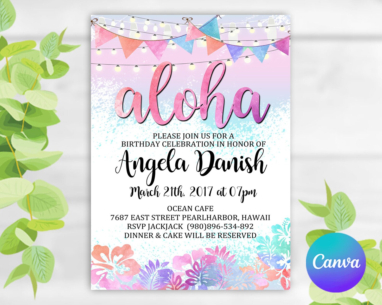 Editable Invitation Aloha Invitation Aloha Birthday Aloha Etsy