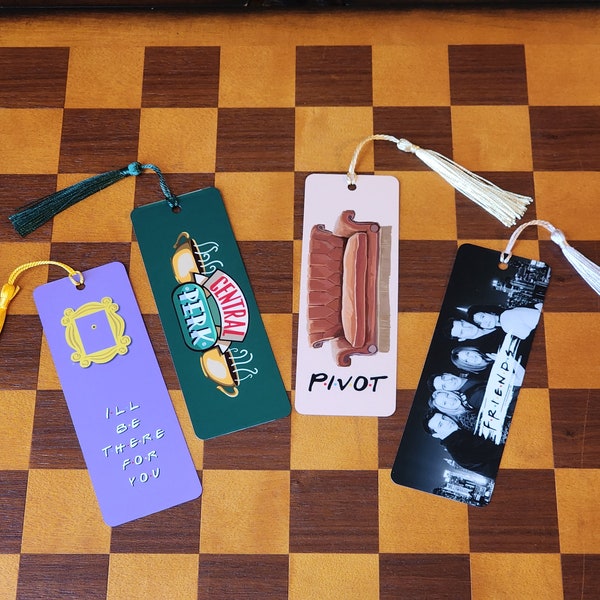 Friends Bookmarks, aluminum bookmarks with tassels, made by sublimation