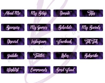 Purple Smoke Twitch Panel Pack – 19 Custom Panels for Streamers | Sleek & Aesthetic Overlay