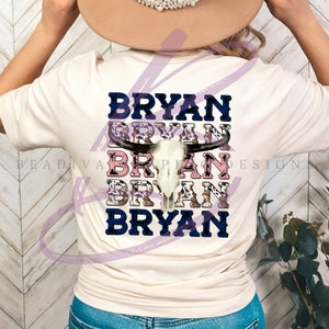Bryan - Stacked Text - Cow Skull - Cow Print - Digital Design