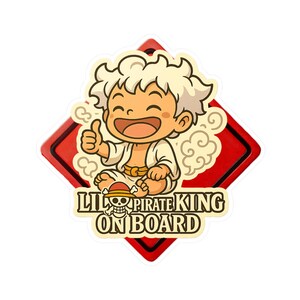 High Visible Car Sticker Baby On Board Luffy Sun God Nika One Piece Anime Water, UV, Scratch Resistant Outdoor Lil Pirate King Cartoon Decal