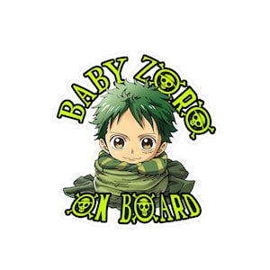 Naklejki samochodowe Baby Zoro On Board Kiss-Cut, słodkie wodoodporne naklejki samochodowe Anime Outdoor, naklejka samochodowa Baby On Board Kiss-Cut