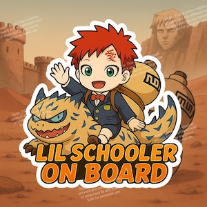 Baby Gaara On Board Car Decal: Anime Ninja Vinyl Sticker