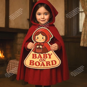 High Quality Car Sticker Baby On Board, Cute Infant Little Red Riding Hood Decals, Water, UV and Scratch Resistant Outdoor Cartoon Sticker