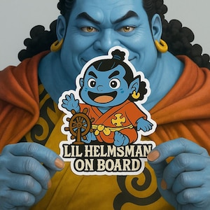 Quality Car Sticker, Baby On Board Jinbe One Piece Anime UV, Scratch, Water Resistant Outdoor Car Decal Lil Helmsman On Board, Cartoon Decal
