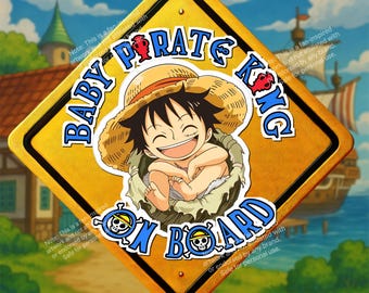 Baby Pirate King On Board Car Sticker - One Piece Anime