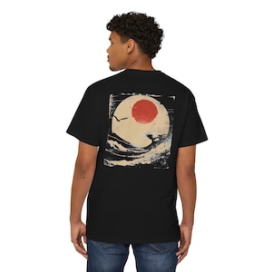 Japanese Hokusai Pocket Tee: Retro Style Heavy Cotton Unisex Shirt