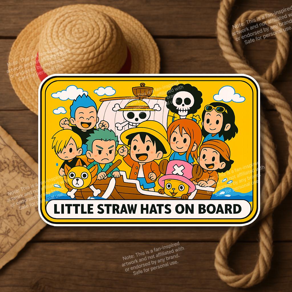 One Piece Anime Baby On Board Autoaufkleber: Strohhut Crew Vinyl Aufkleber