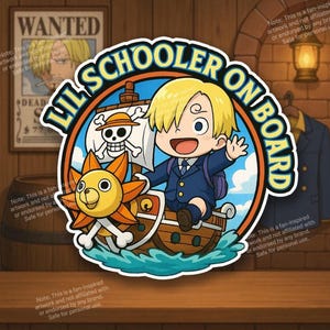 Baby Sanji On Board Sticker: Anime Car Decal - One Piece Inspired