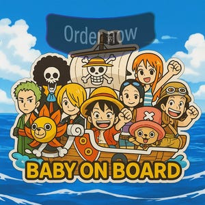 Autocollant de voiture mignon de haute qualité, bébé à bord, OP Strawhats, autocollants de voiture d'extérieur résistants à l'eau, anime, autocollant de voiture animé bébé à bord