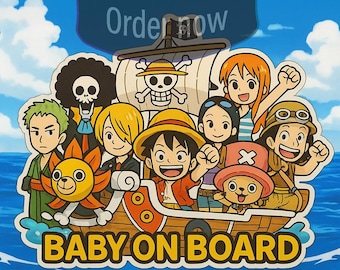 Baby On Board Anime Car Sticker: Strawhat Pirates, Water Resistant