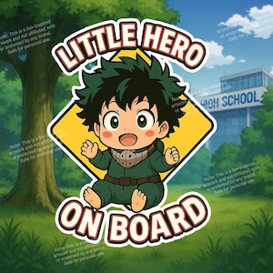 Baby Deku Anime Car Sticker: &quot;Little Hero On Board&quot; UV Decal