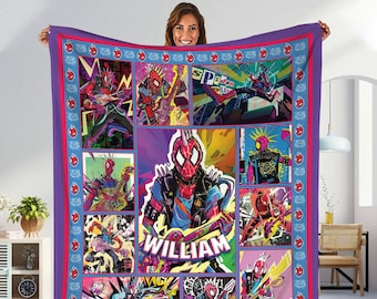 Spider Punk Blanket | Spider Punk Hobie Brown Fleece Blanket | Spider-Man: Across the Spider-Verse Throw Blanket Couch Sofa