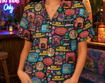 New Achievement Dungeon Crawler Carl Hawaiian Shirt, Fantasy DnD For Gamers Shirt, RPG Lover Gift Hawaiian, Mythical Dragons Button Up Shirt