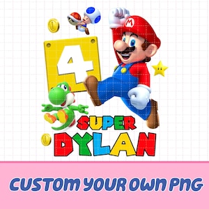 Mario Geburtstag Benutzerdefinierte Png, Mario Bros Familie Png, Super Mario Geburtstagsparty Png, Mario Geburtstagskind Png, Geschenk Geburtstag, digitaler Download