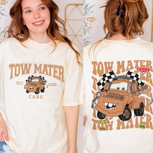 Cars Pixar Characters Groups 2 Sided Shirt | Tow Mater Shirt | Radiator Springs Disneyland Shirt | Family Vacation Shirt Bild 1