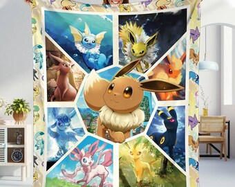 Eevee Fleece Blanket Umbreon Sylveon Eevee Evolutions Blanket - Etsy