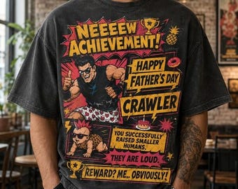 New Achievement Father's Day Shirt, Dungeon Crawler Carl Dad Tee, Dad Achievement T-Shirt, Funny DCC Fan Shirt, LitRPG Game Lover Dad Shirt