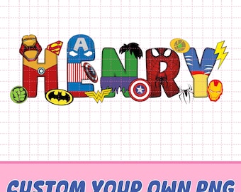 Custom Name Boy/Girl Png, Personalized Name Superhero Png Cartoon group design, Family Holiday 2025, Superhero Birthday, Digital Download