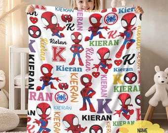 Personalized Spidey and His Amazing Friends Blanket, Amazing Friends Fleece Blanket, Spider-man Birthday Blanket, Spiderman Blanket