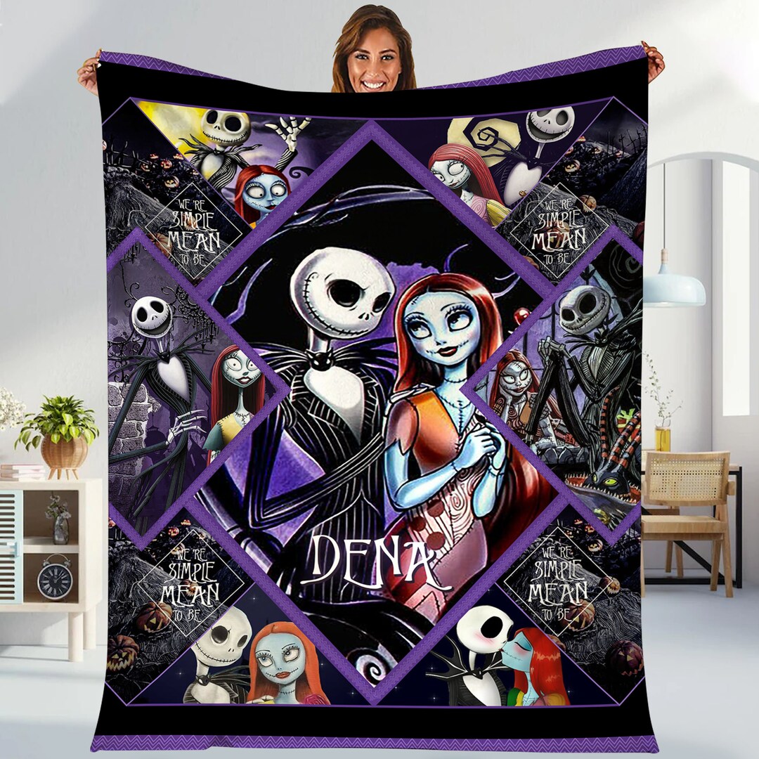 Personalized Jack Skellington Sally Blanket the Nightmare Before