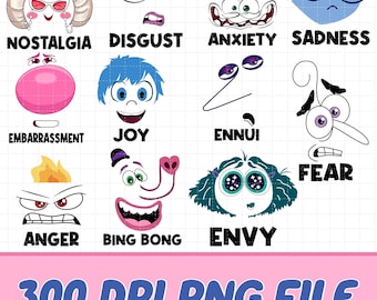 Descarga digital de personajes de Inside Out 2, emociones de Inside Out (PNG), transferencias listas para imprimir (PNG), envío al día siguiente