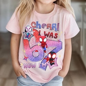 Camiseta de Spidey y sus increíbles amigos para el séptimo cumpleaños, camiseta "Tenía 6 años y ahora tengo 7", camiseta divertida para el séptimo cumpleaños, camiseta de meme 67, cumpleaños de Disneyland Shi imagen 1