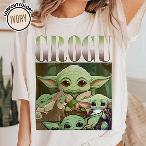 Camiseta cómoda Grogu de StarWars, camiseta Grogu, camiseta Grogu de StarWars, camiseta Grogu de StarWars The Mandalorian, camiseta con globo de Mickey Baby Yoda imagen 3