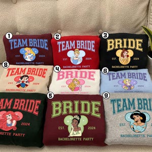 Custom Disneyworld Princess Bachelorette Party T-shirt | Tiana Ariel Elsa Rapunzel Bride Squad Tee Bridesmaid Tee, Disneyland Vacation