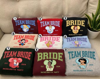 Custom Disneyworld Princess Bachelorette Party T-shirt | Tiana Ariel Elsa Rapunzel Bride Squad Tee Bridesmaid Tee, Disneyland Vacation
