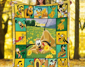 Personalized Pluto Dog Blanket Mickey And Friends Fleece Blanket Pluto Birthday Theme Party Pluto Christmas Fleece Blanket