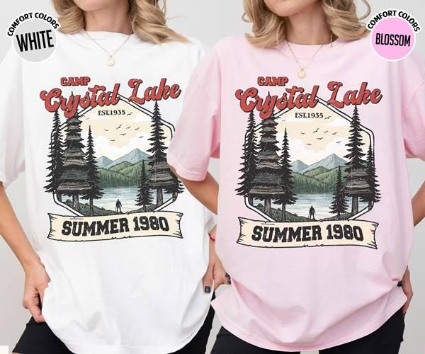 Comfort Colors Camp Crystal Lake Summer 1980 T Shirt, Friday the 13th Jason Voorhees Horror Movie Shirts Vintage Shirt 80s